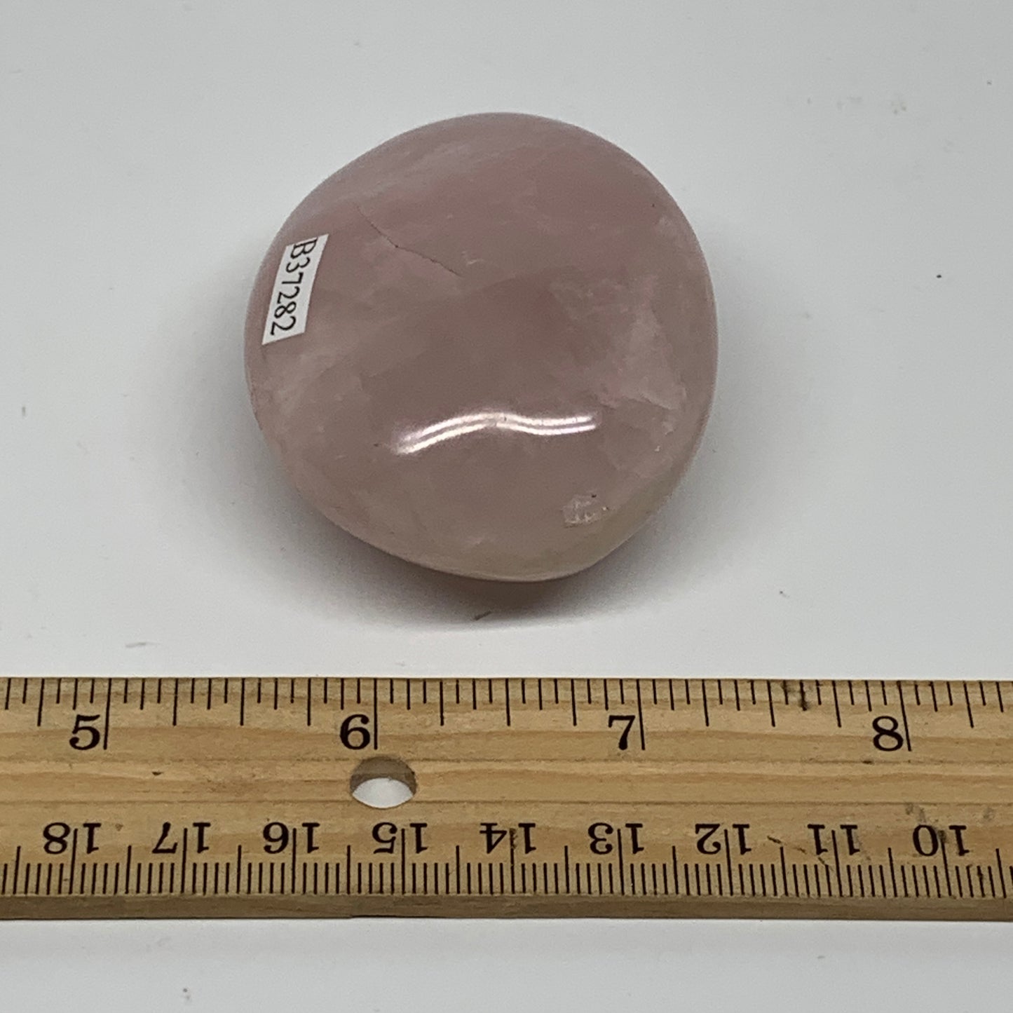 113.1g , 2.4"x1.9"x1.1", Natural Pink Rose Quartz Palm-stone Crystal, B37282