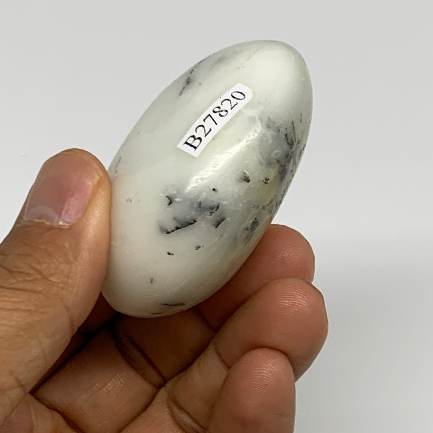 76.7g, 2.1"x1.7"x1.1", Dendrite Opal Palm-Stone Reiki Energy Crystal, B27820
