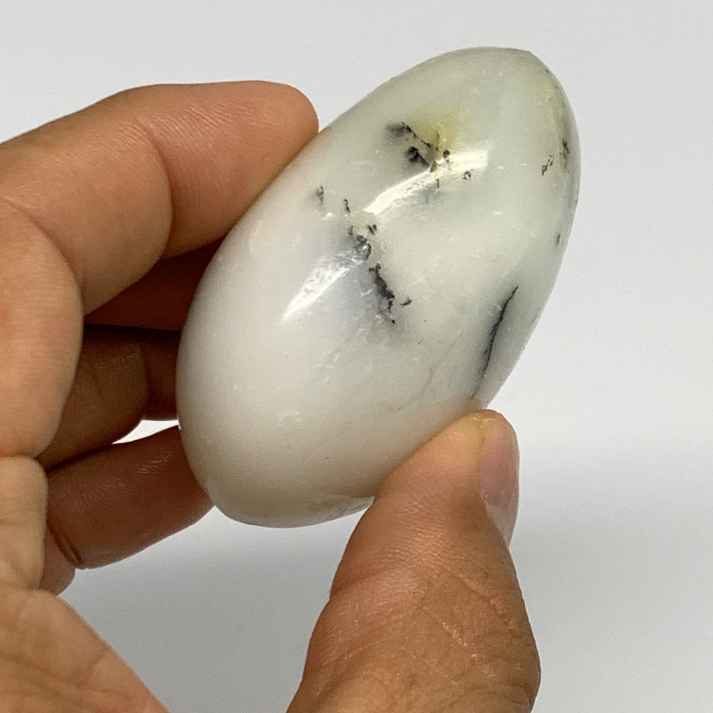 76.7g, 2.1"x1.7"x1.1", Dendrite Opal Palm-Stone Reiki Energy Crystal, B27820