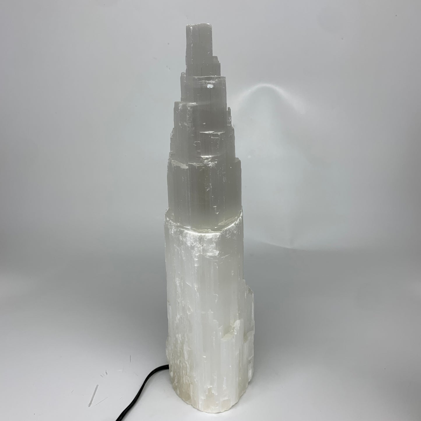 8.2 lbs, 13.5"x4.7"x3.4" Rough Selenite (Satin Spar) Lamp Tower W/Chord, B35760