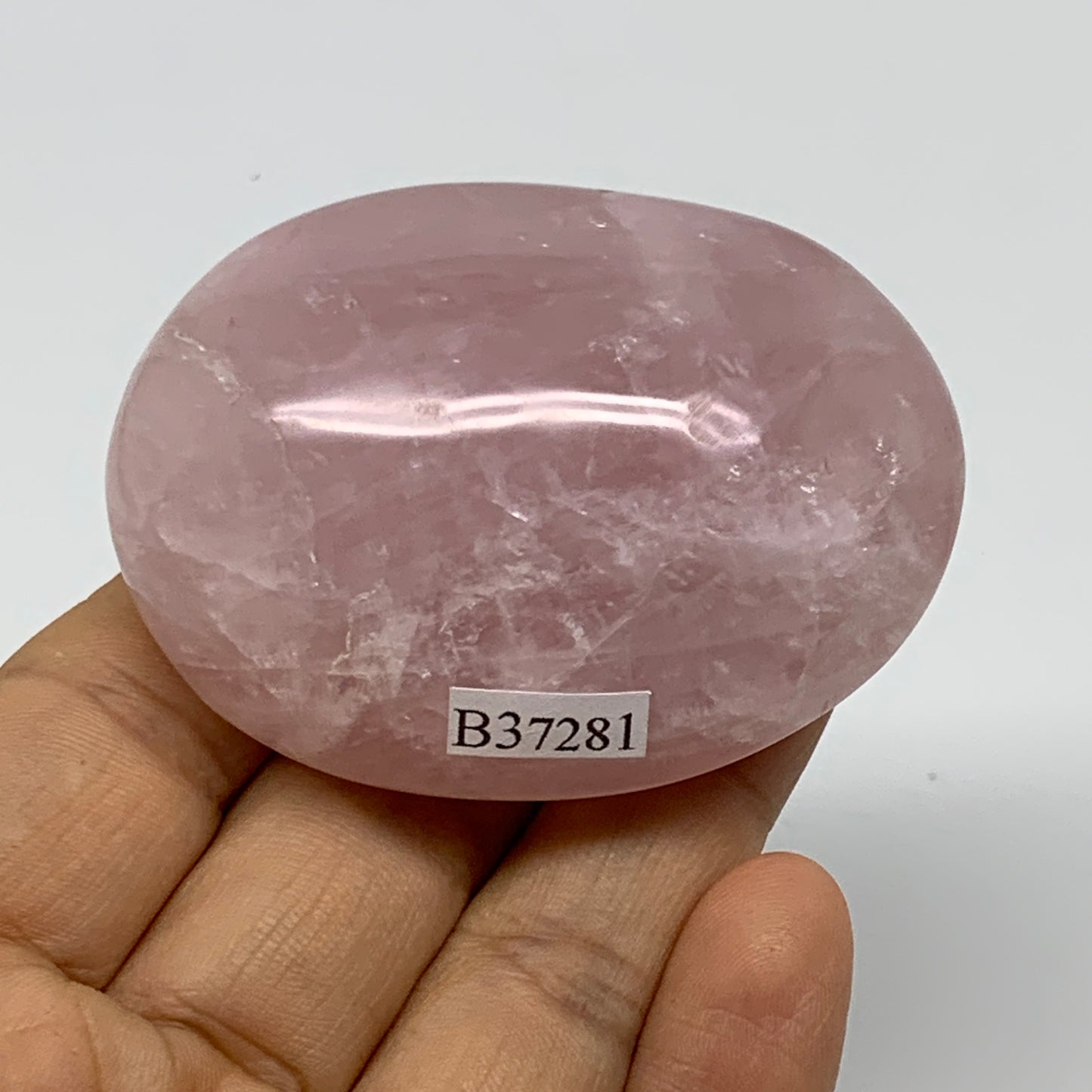 106.2g , 2.4"x1.8"x1.1", Natural Pink Rose Quartz Palm-stone Crystal, B37281
