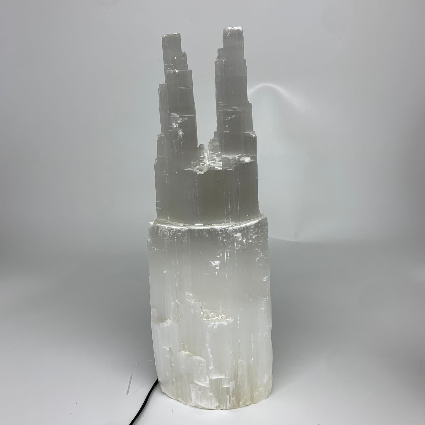 8.2 lbs, 13.5"x4.7"x3.4" Rough Selenite (Satin Spar) Lamp Tower W/Chord, B35760