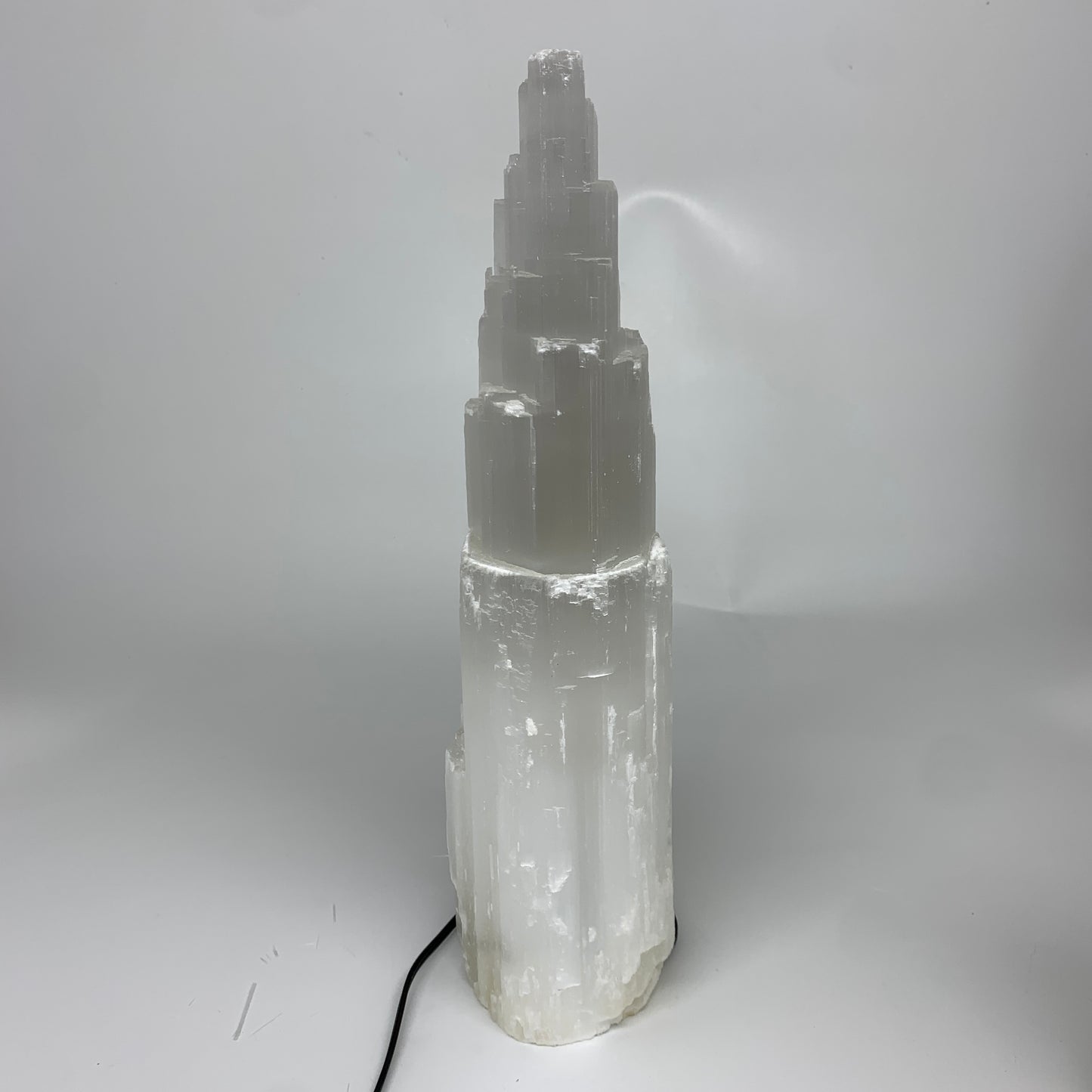 8.2 lbs, 13.5"x4.7"x3.4" Rough Selenite (Satin Spar) Lamp Tower W/Chord, B35760