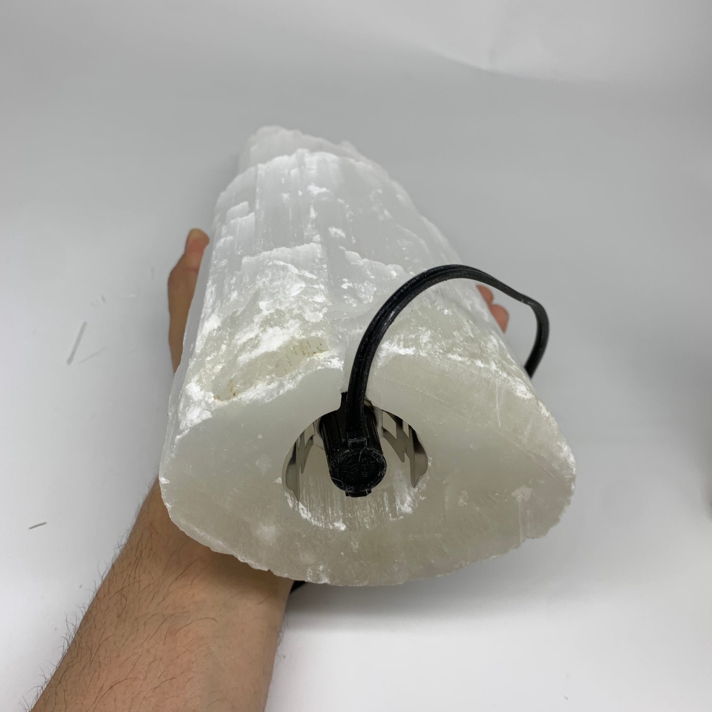 8.2 lbs, 13.5"x4.7"x3.4" Rough Selenite (Satin Spar) Lamp Tower W/Chord, B35760