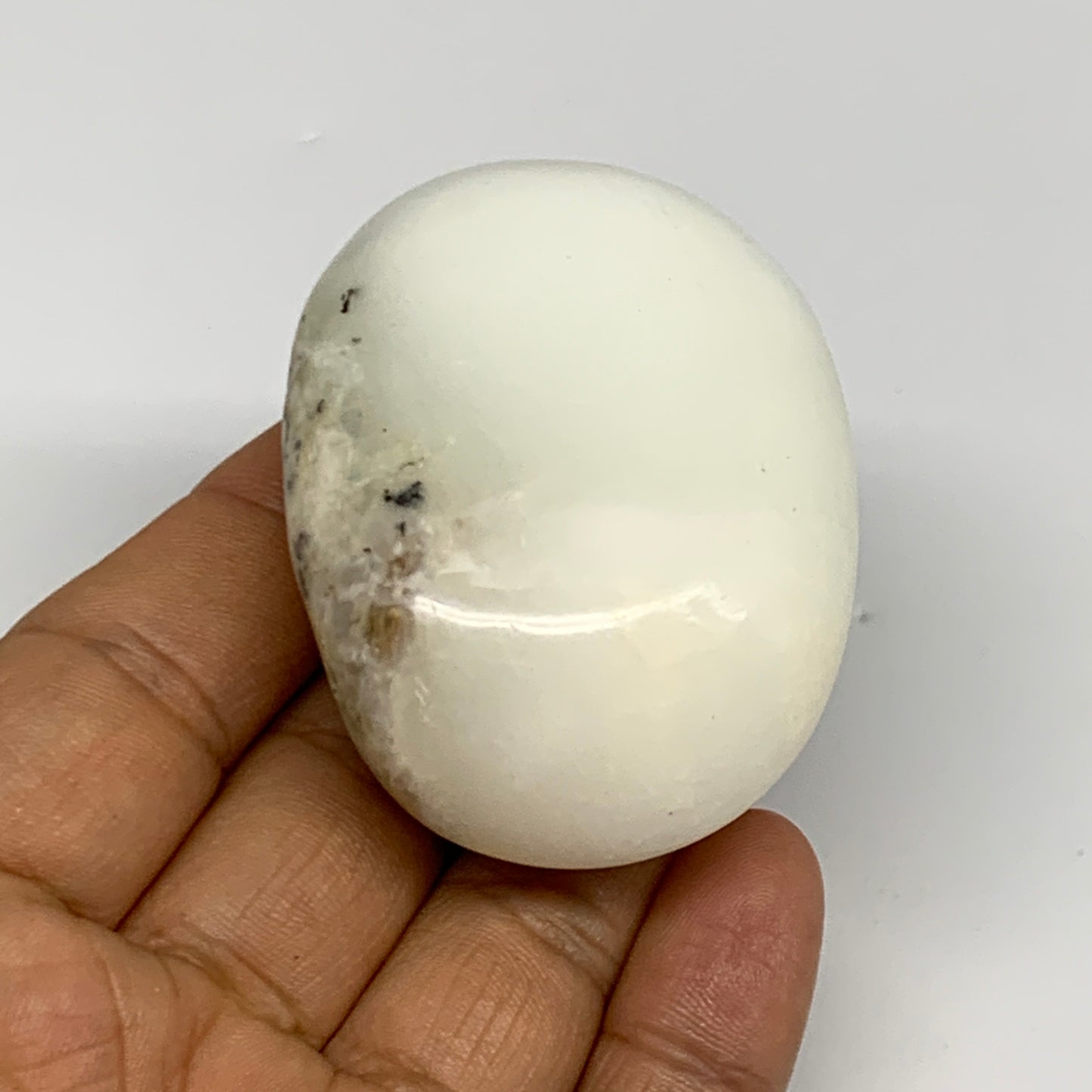 79.1g, 2.3"x1.7"x1", Dendrite Opal Palm-Stone Reiki Energy Crystal, B27821