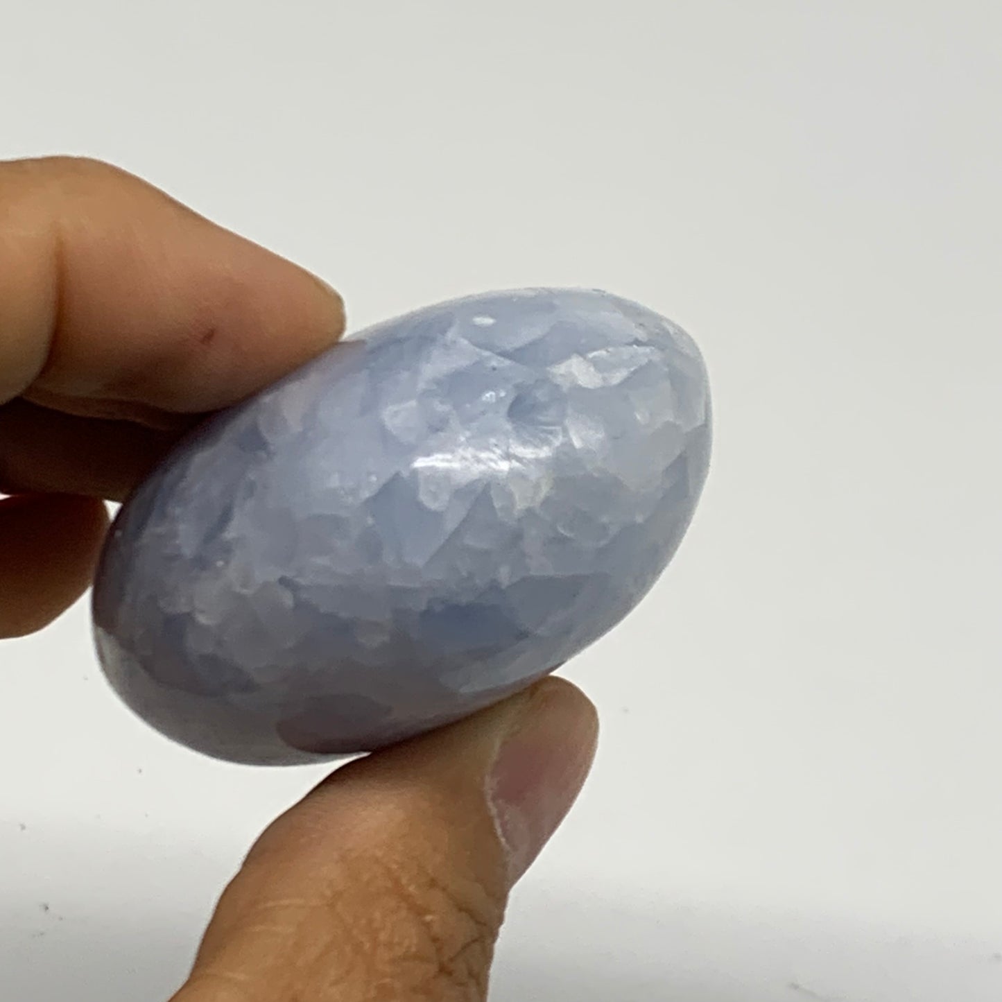 118g, 2.4"x1.8"x1.1" Blue Calcite Palm-Stone Polished Tumbled, B38129