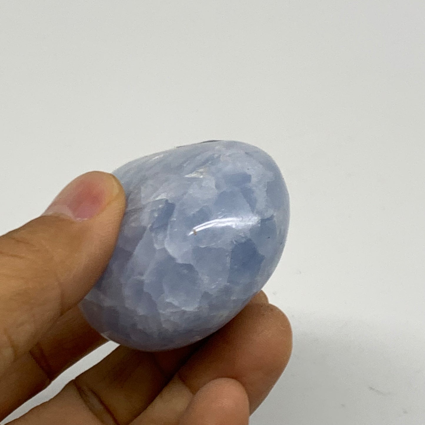 118g, 2.4"x1.8"x1.1" Blue Calcite Palm-Stone Polished Tumbled, B38129