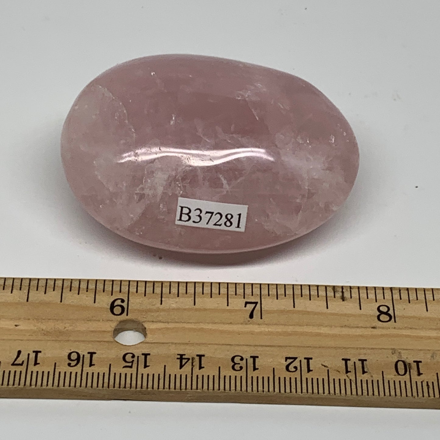 106.2g , 2.4"x1.8"x1.1", Natural Pink Rose Quartz Palm-stone Crystal, B37281