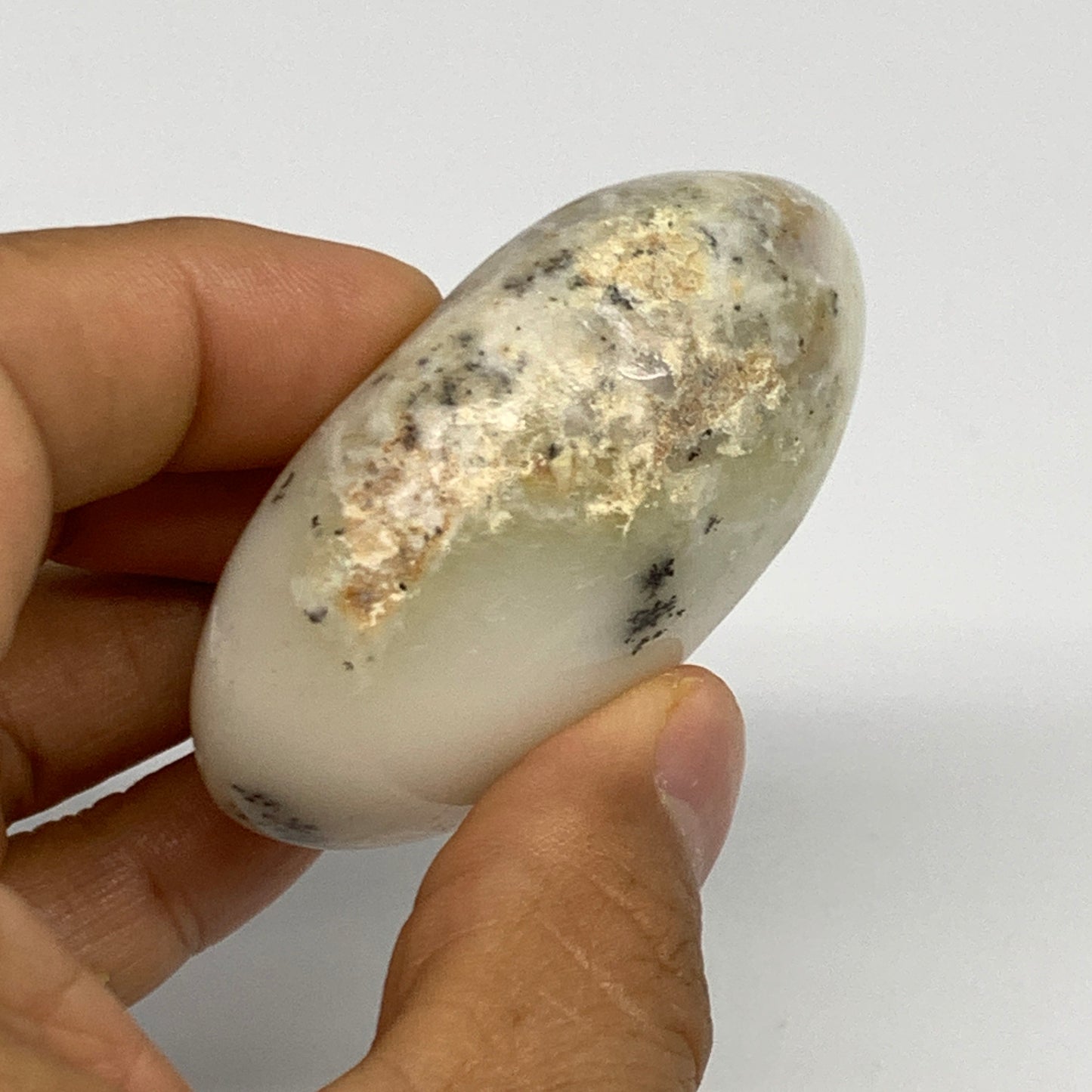 79.1g, 2.3"x1.7"x1", Dendrite Opal Palm-Stone Reiki Energy Crystal, B27821
