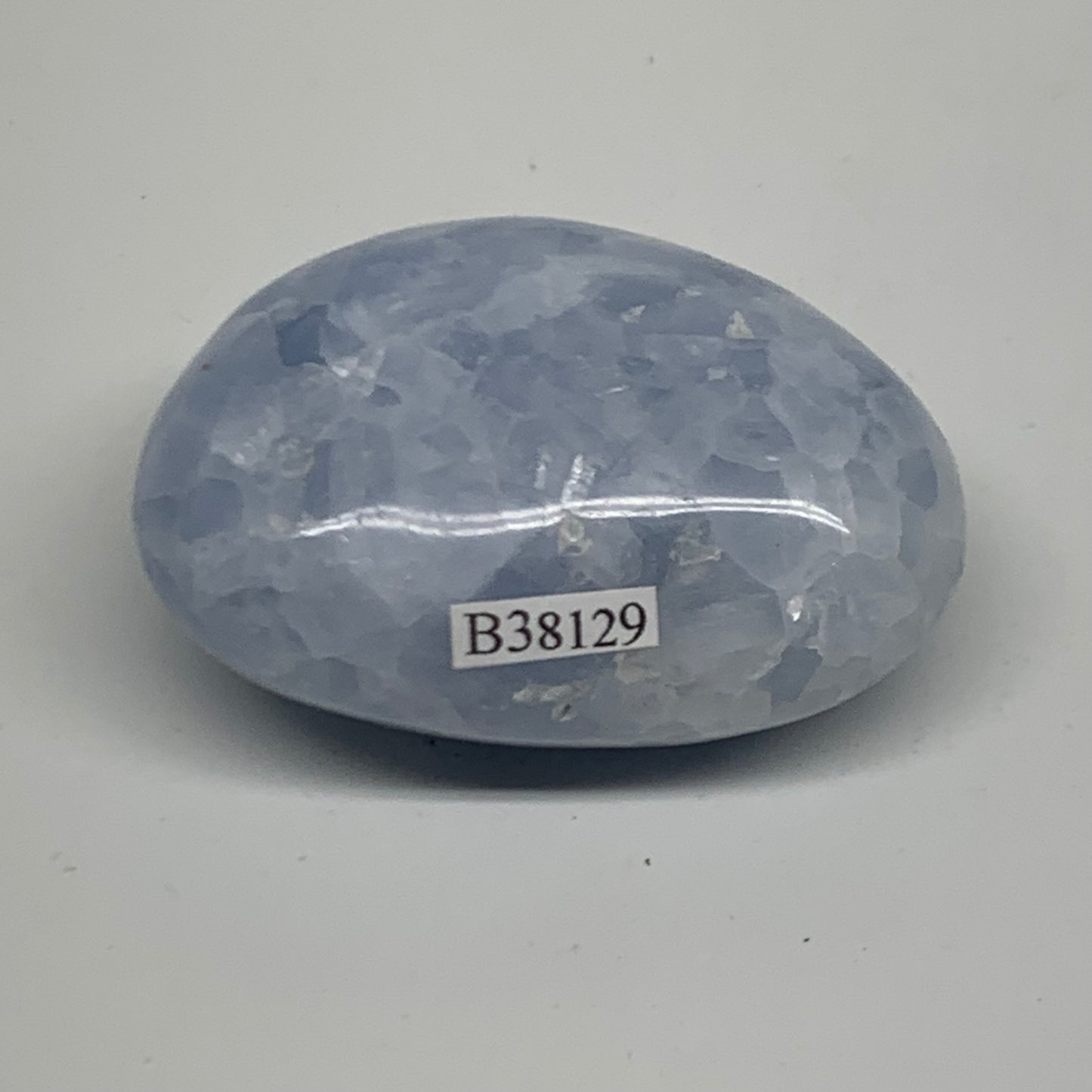 118g, 2.4"x1.8"x1.1" Blue Calcite Palm-Stone Polished Tumbled, B38129