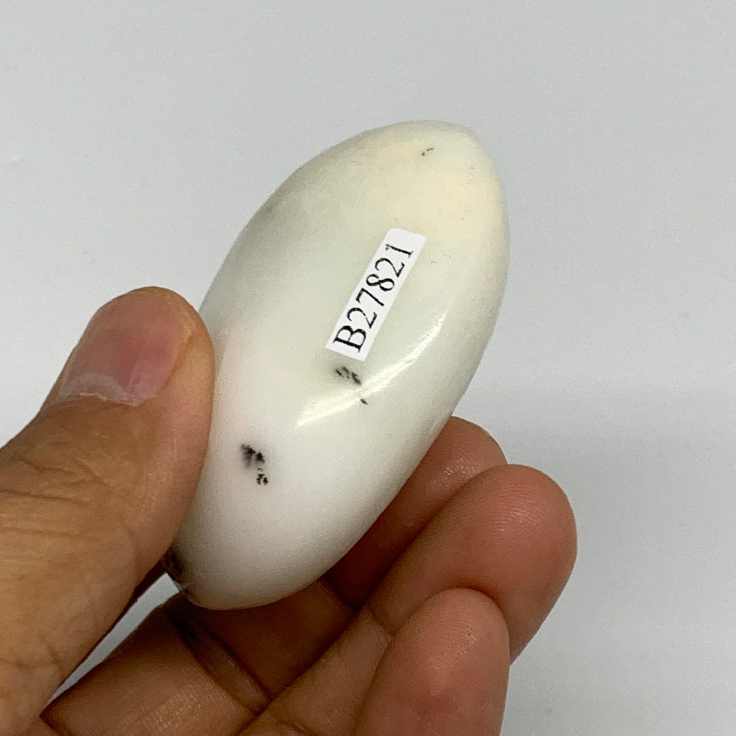 79.1g, 2.3"x1.7"x1", Dendrite Opal Palm-Stone Reiki Energy Crystal, B27821