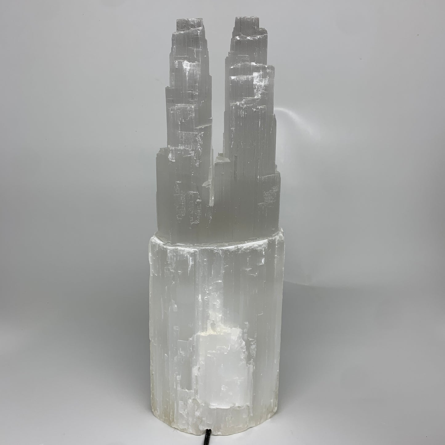 13 lbs, 15.5"x5.3"x3.7" Rough Selenite (Satin Spar) Lamp Tower W/Chord, B35761