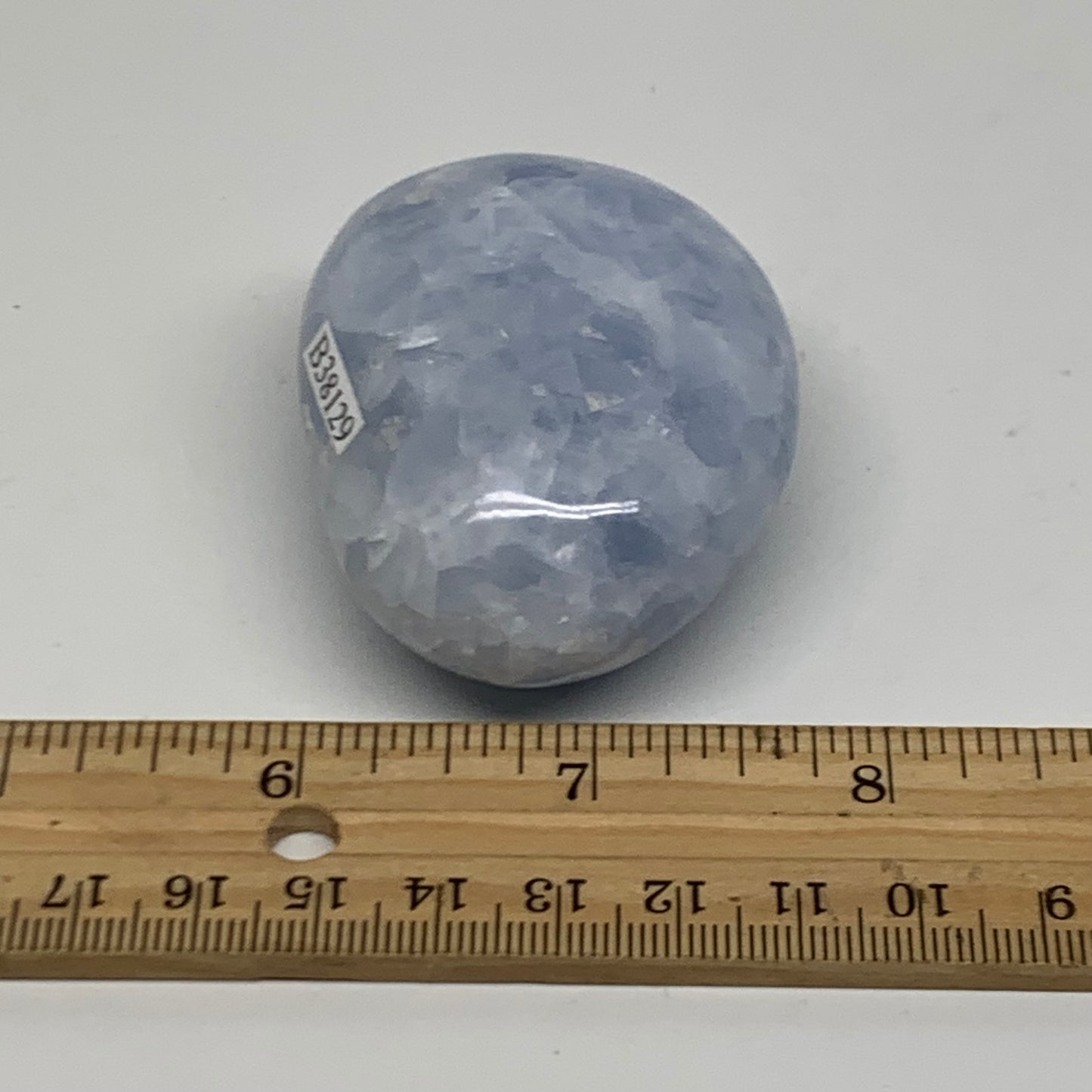 118g, 2.4"x1.8"x1.1" Blue Calcite Palm-Stone Polished Tumbled, B38129