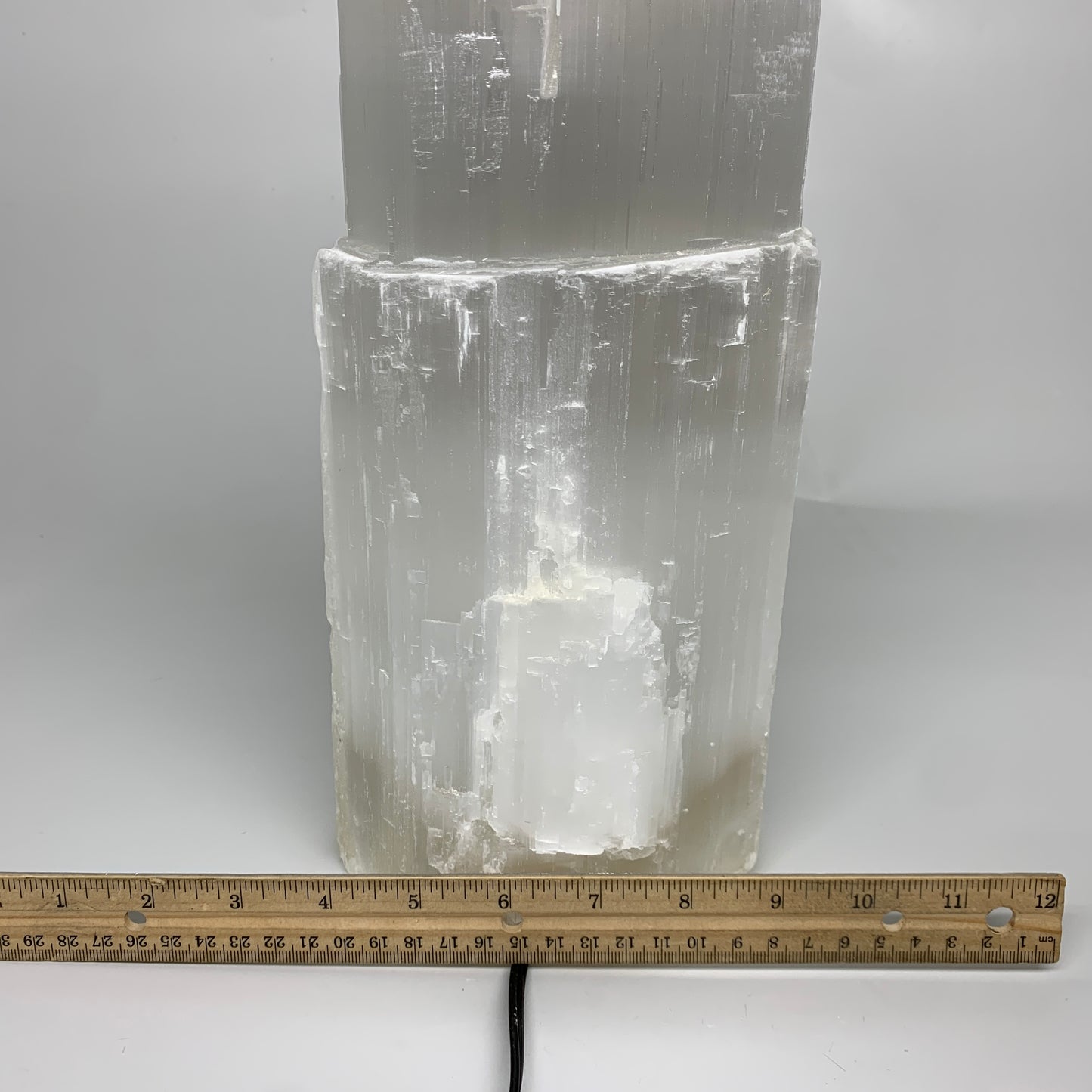 13 lbs, 15.5"x5.3"x3.7" Rough Selenite (Satin Spar) Lamp Tower W/Chord, B35761