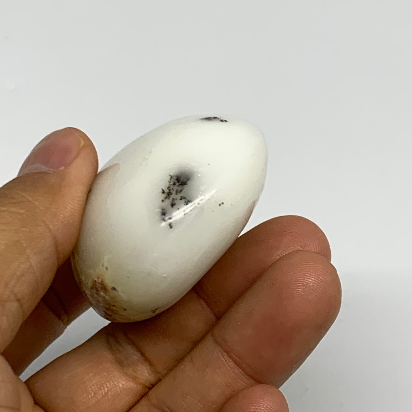 79.1g, 2.3"x1.7"x1", Dendrite Opal Palm-Stone Reiki Energy Crystal, B27821