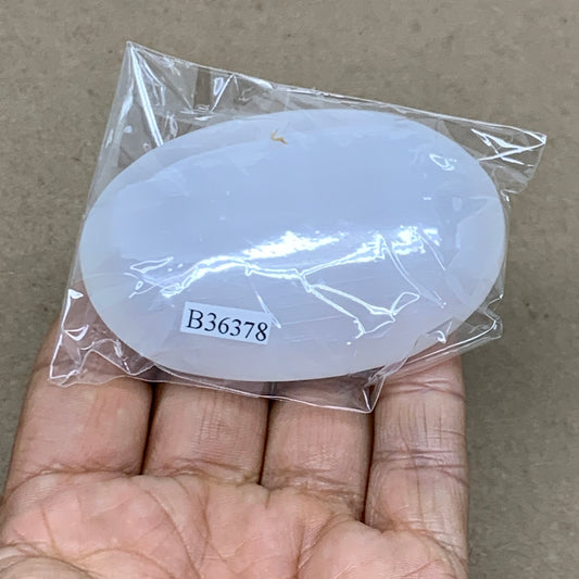 85g, 2.7"x1.8"x0.8", White Selenite Palmstone Crystal Pillow Reiki, B36378