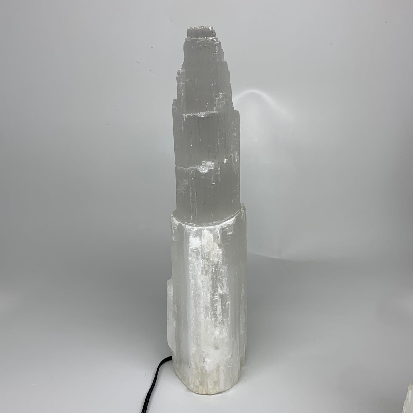 13 lbs, 15.5"x5.3"x3.7" Rough Selenite (Satin Spar) Lamp Tower W/Chord, B35761