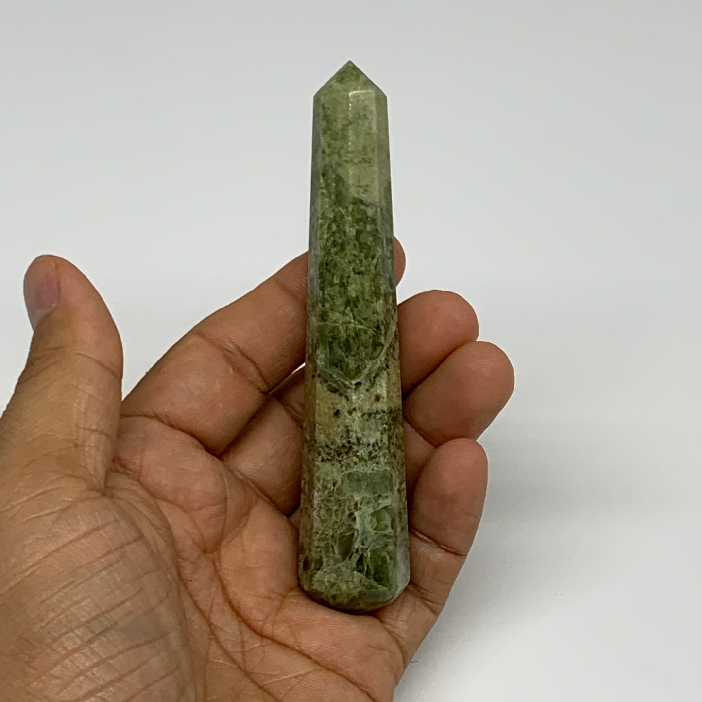 75.8g, 4.2"x0.8",  Natural Vasonite Wand Point Crystal from India, B29341