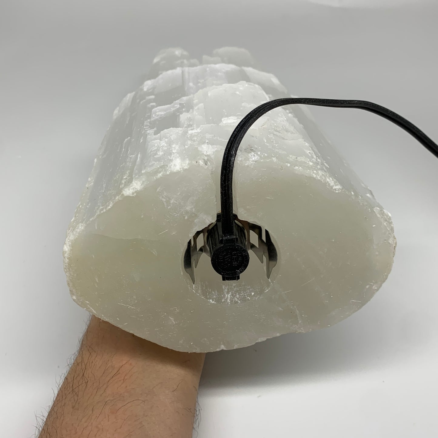 13 lbs, 15.5"x5.3"x3.7" Rough Selenite (Satin Spar) Lamp Tower W/Chord, B35761