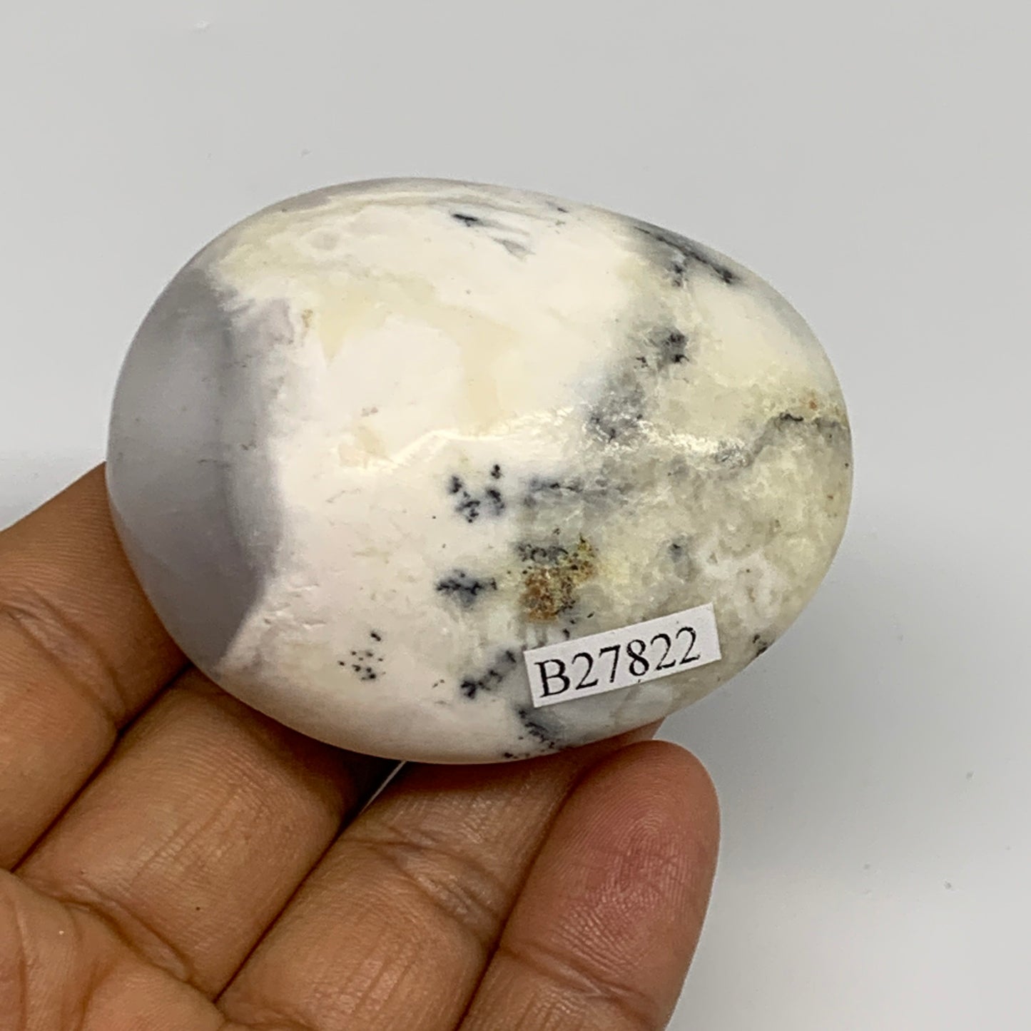 99.3g, 2.3"x1.9"x1", Dendrite Opal Palm-Stone Reiki Energy Crystal, B27822