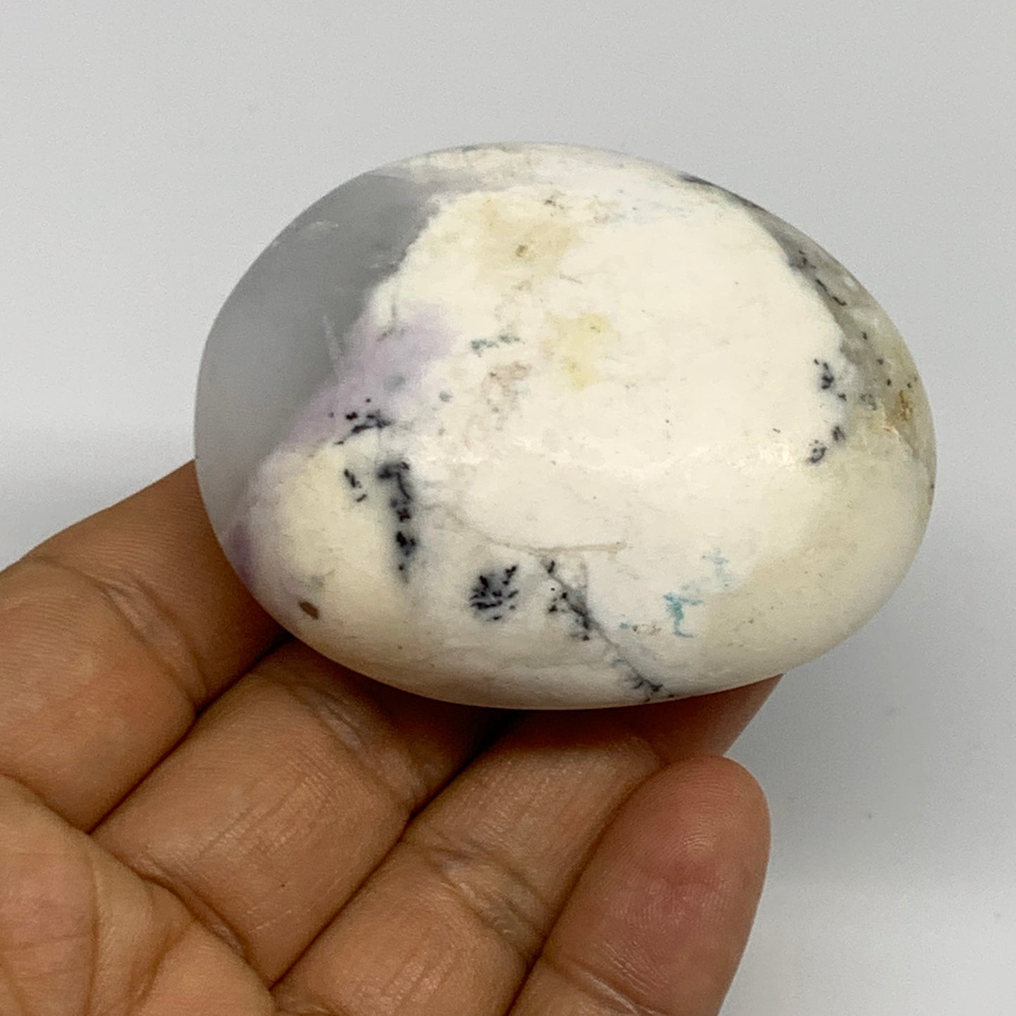 99.3g, 2.3"x1.9"x1", Dendrite Opal Palm-Stone Reiki Energy Crystal, B27822