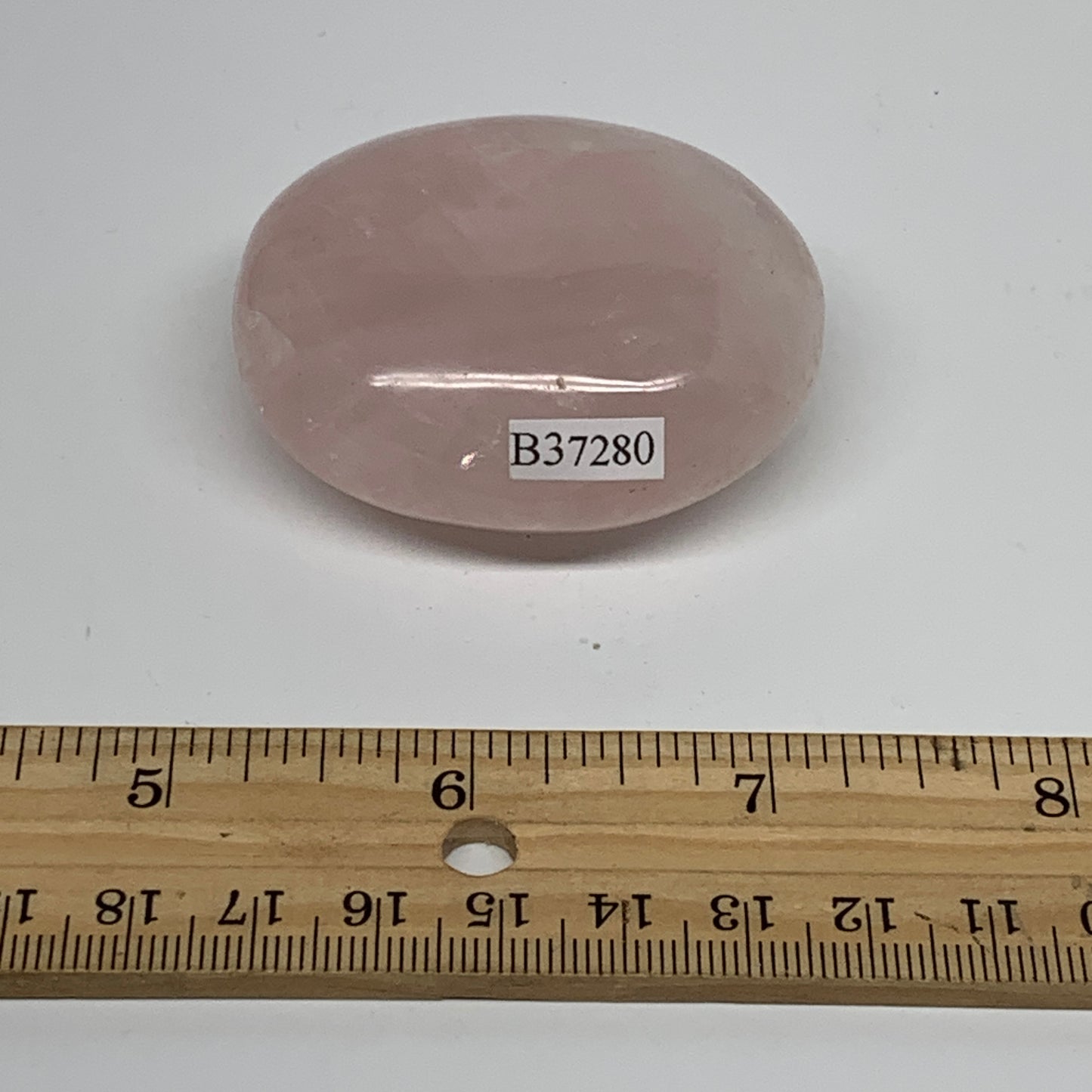 98.9g , 2.2"x1.9"x0.9", Natural Pink Rose Quartz Palm-stone Crystal, B37280