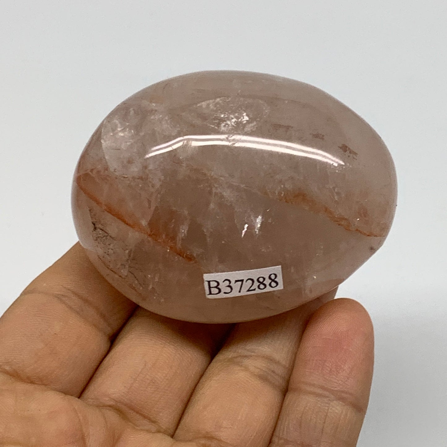 150g , 2.4"x1.9"x1.4", Natural Pink Rose Quartz Palm-stone Crystal, B37288