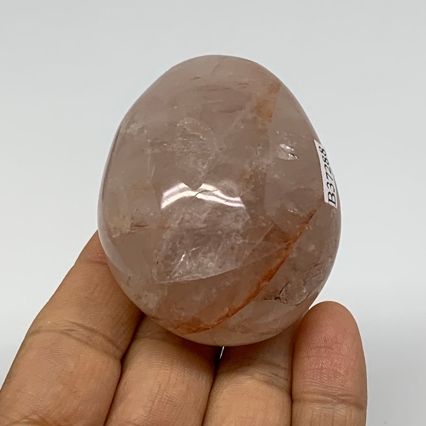 150g , 2.4"x1.9"x1.4", Natural Pink Rose Quartz Palm-stone Crystal, B37288