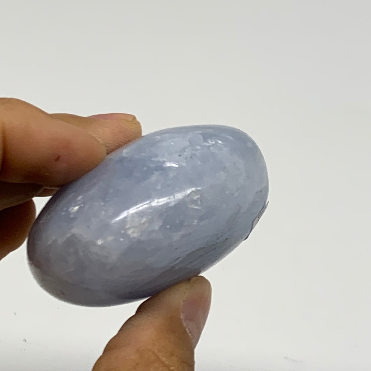 126.6g, 2.2"x2"x1.2" Blue Calcite Palm-Stone Polished Tumbled, B38131