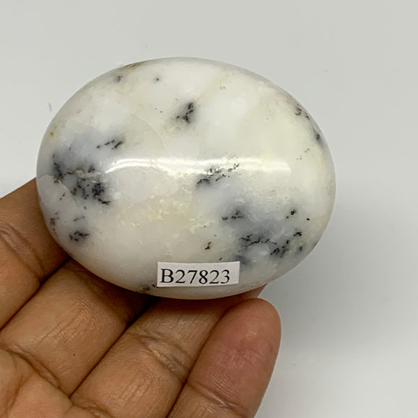 100.5g, 2.3"x1.9"x1.1", Dendrite Opal Palm-Stone Reiki Energy Crystal, B27823