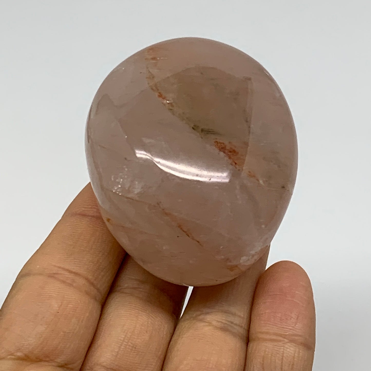 150g , 2.4"x1.9"x1.4", Natural Pink Rose Quartz Palm-stone Crystal, B37288