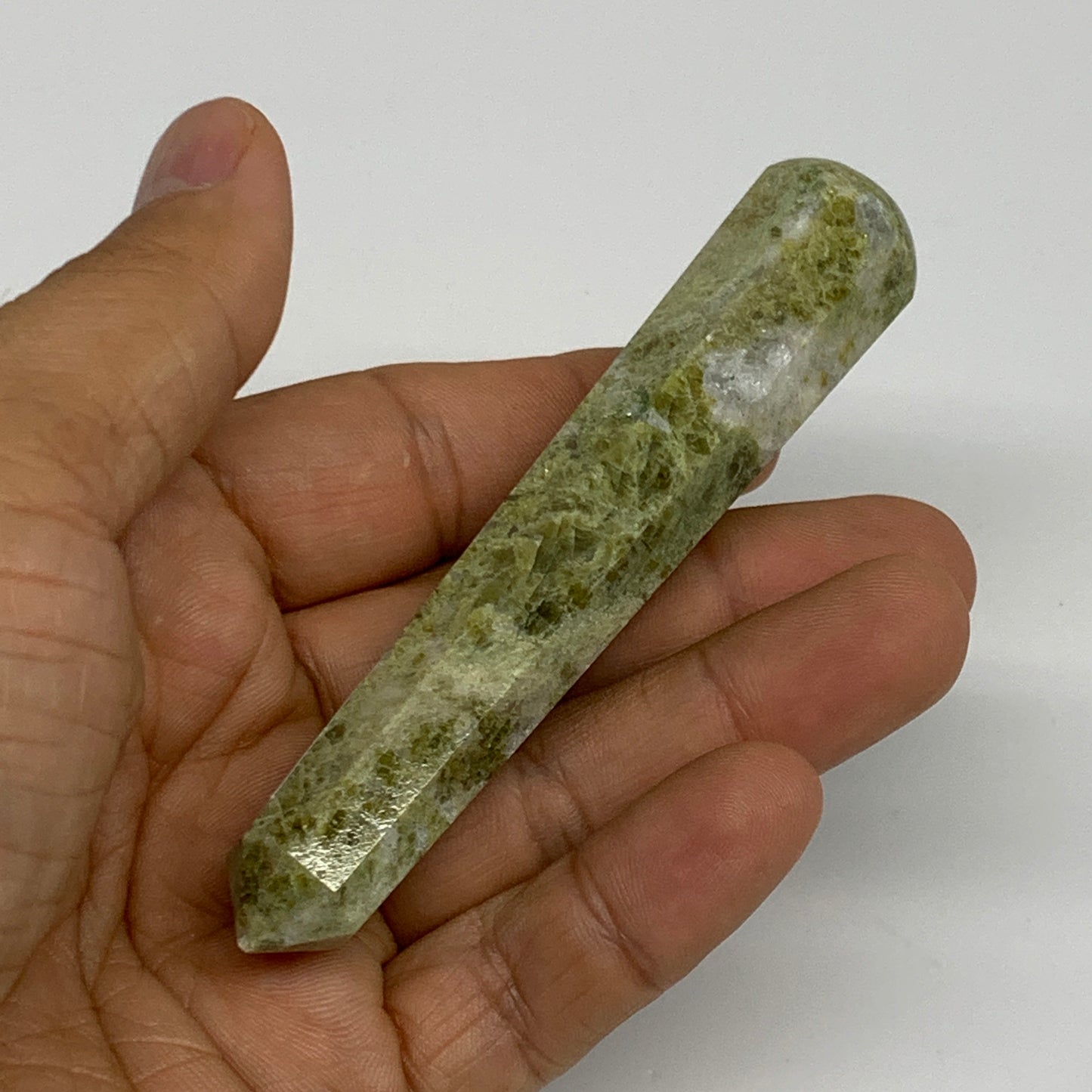 65.3g, 4"x0.7",  Natural Vasonite Wand Point Crystal from India, B29342