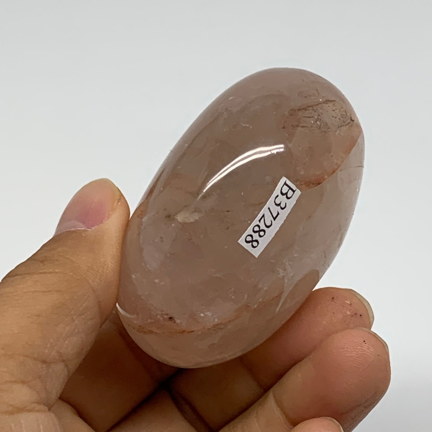 150g , 2.4"x1.9"x1.4", Natural Pink Rose Quartz Palm-stone Crystal, B37288