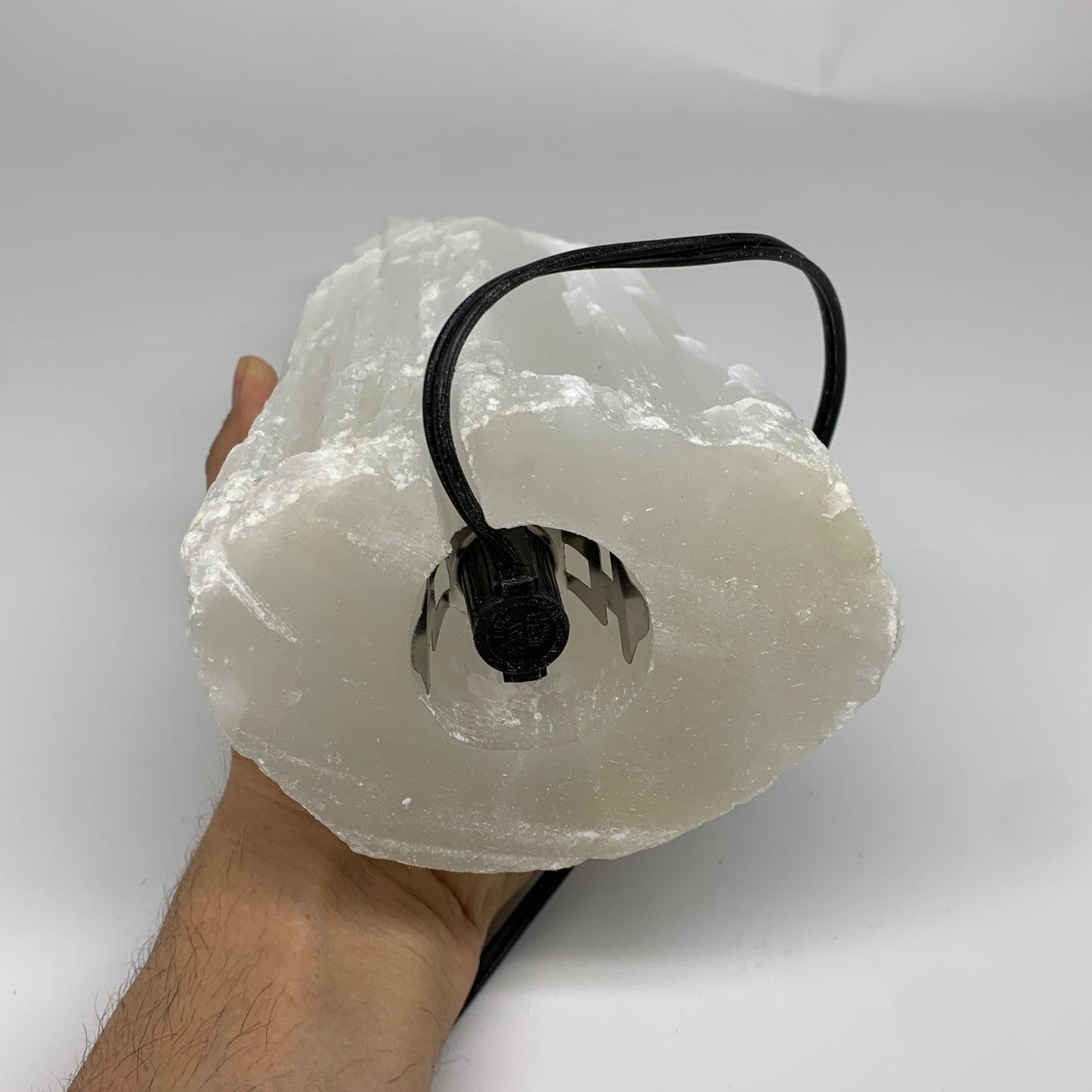 8 lbs, 13.7"x4.8"x3.5" Rough Selenite (Satin Spar) Lamp Tower W/Chord, B35762