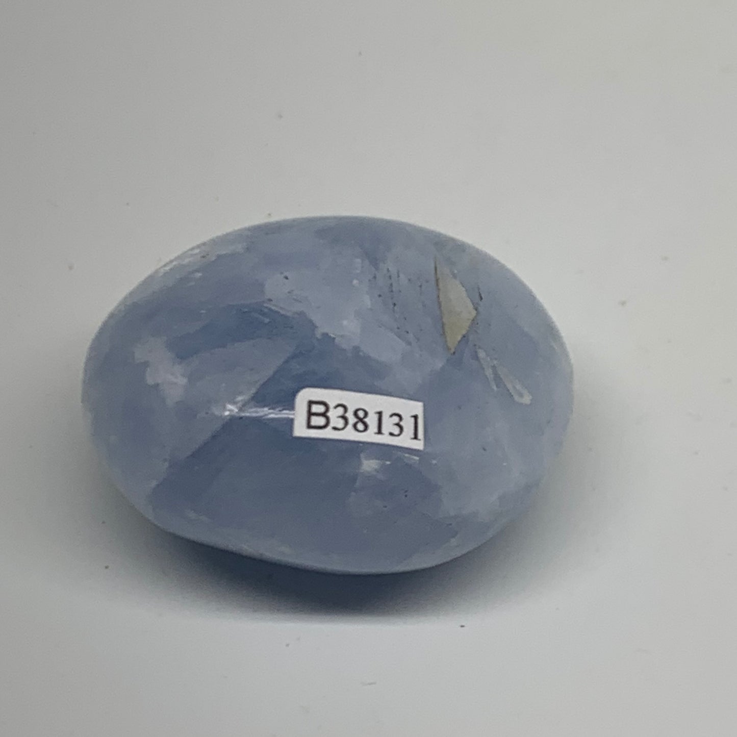 126.6g, 2.2"x2"x1.2" Blue Calcite Palm-Stone Polished Tumbled, B38131