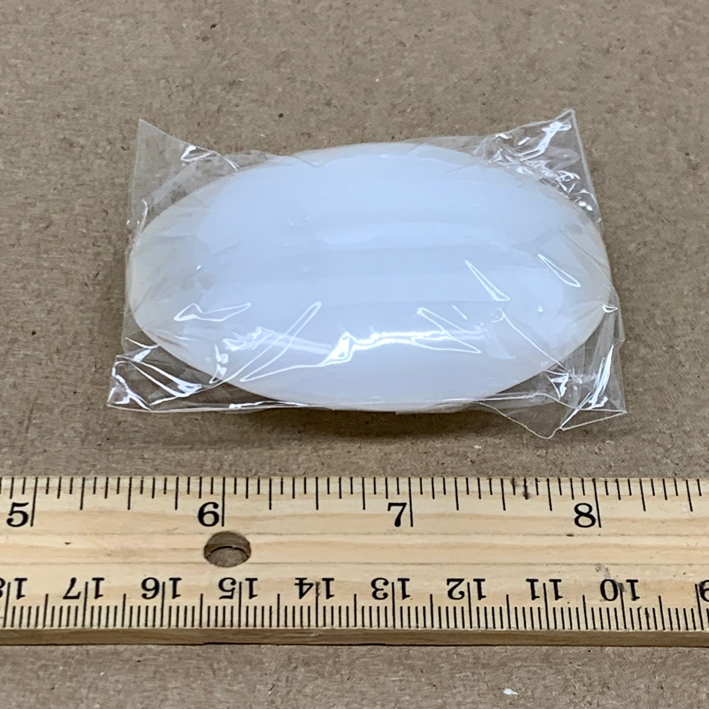 98g, 2.8"x2.1"x1", White Selenite Palmstone Crystal Pillow Reiki, B36379