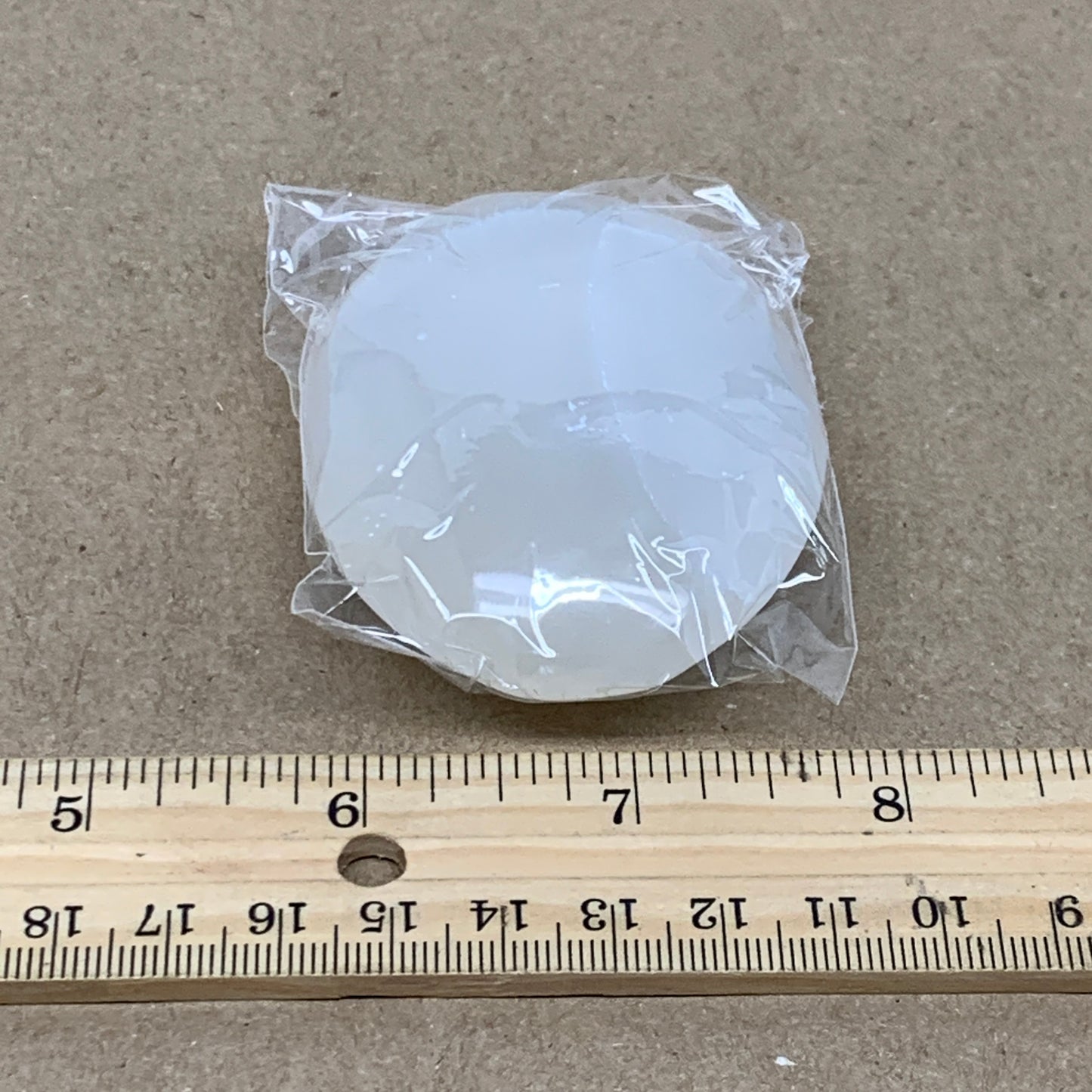 98g, 2.8"x2.1"x1", White Selenite Palmstone Crystal Pillow Reiki, B36379