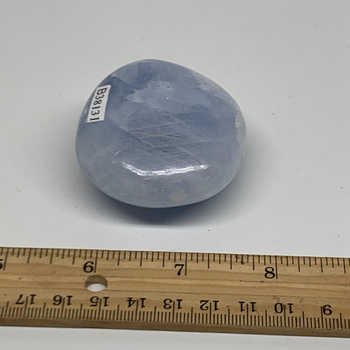 126.6g, 2.2"x2"x1.2" Blue Calcite Palm-Stone Polished Tumbled, B38131