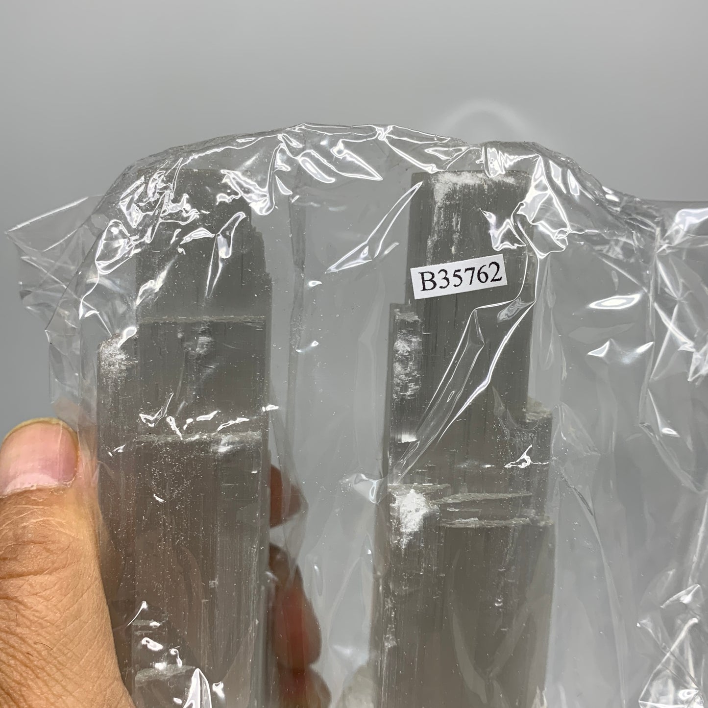 8 lbs, 13.7"x4.8"x3.5" Rough Selenite (Satin Spar) Lamp Tower W/Chord, B35762