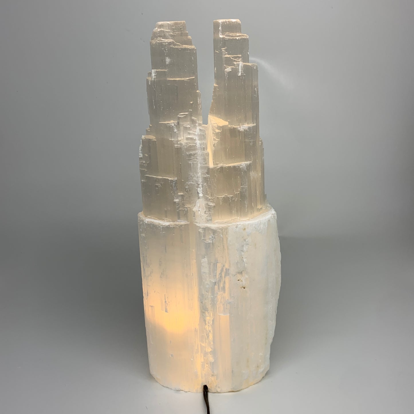 10.8 lbs, 13.7"x4.8"x3.4" Rough Selenite (Satin Spar) Lamp Tower W/Chord, B35763
