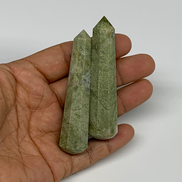 86.1g, 3", 2pcs,  Natural Vasonite Wand Point Crystal @India, B29343