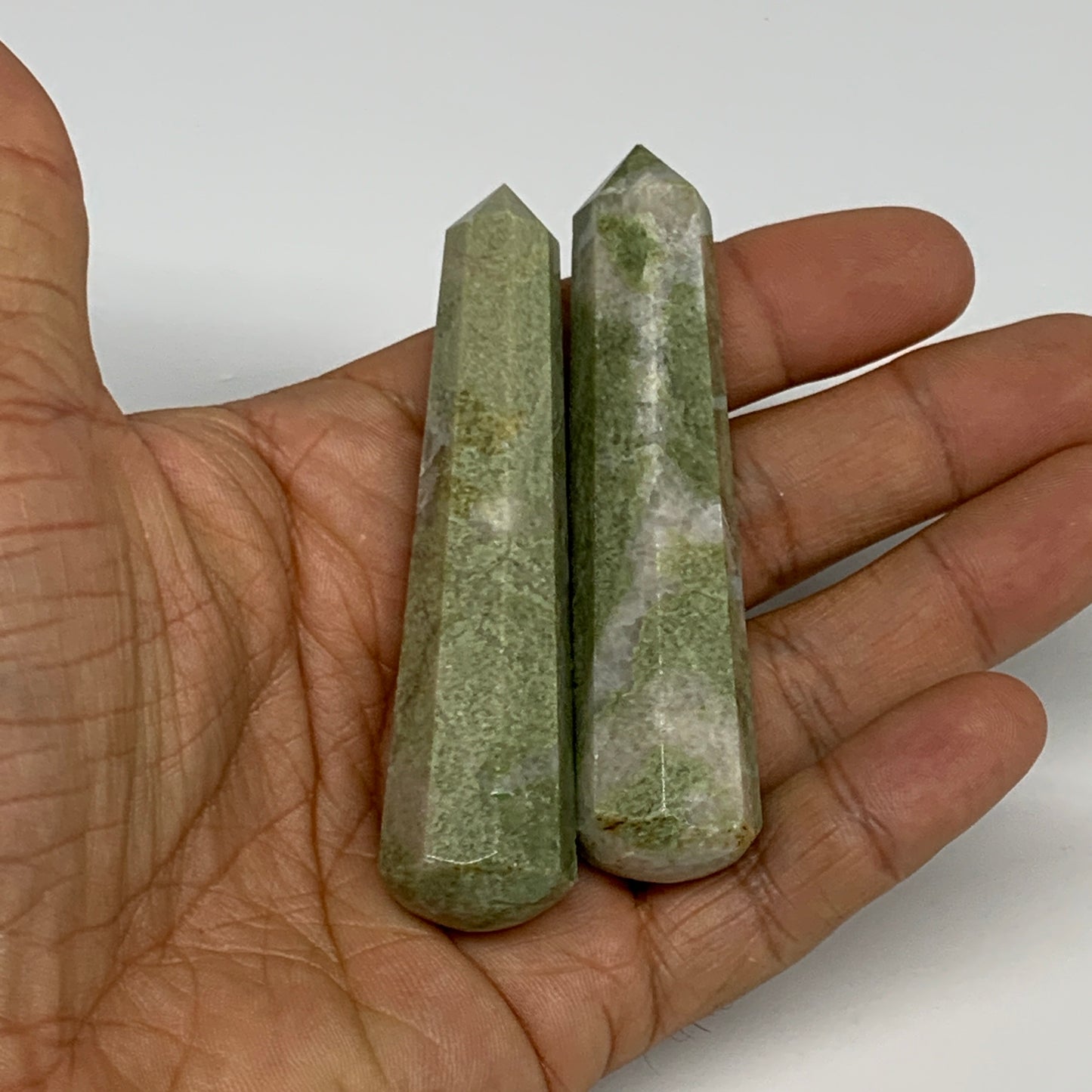 86.1g, 3", 2pcs,  Natural Vasonite Wand Point Crystal @India, B29343
