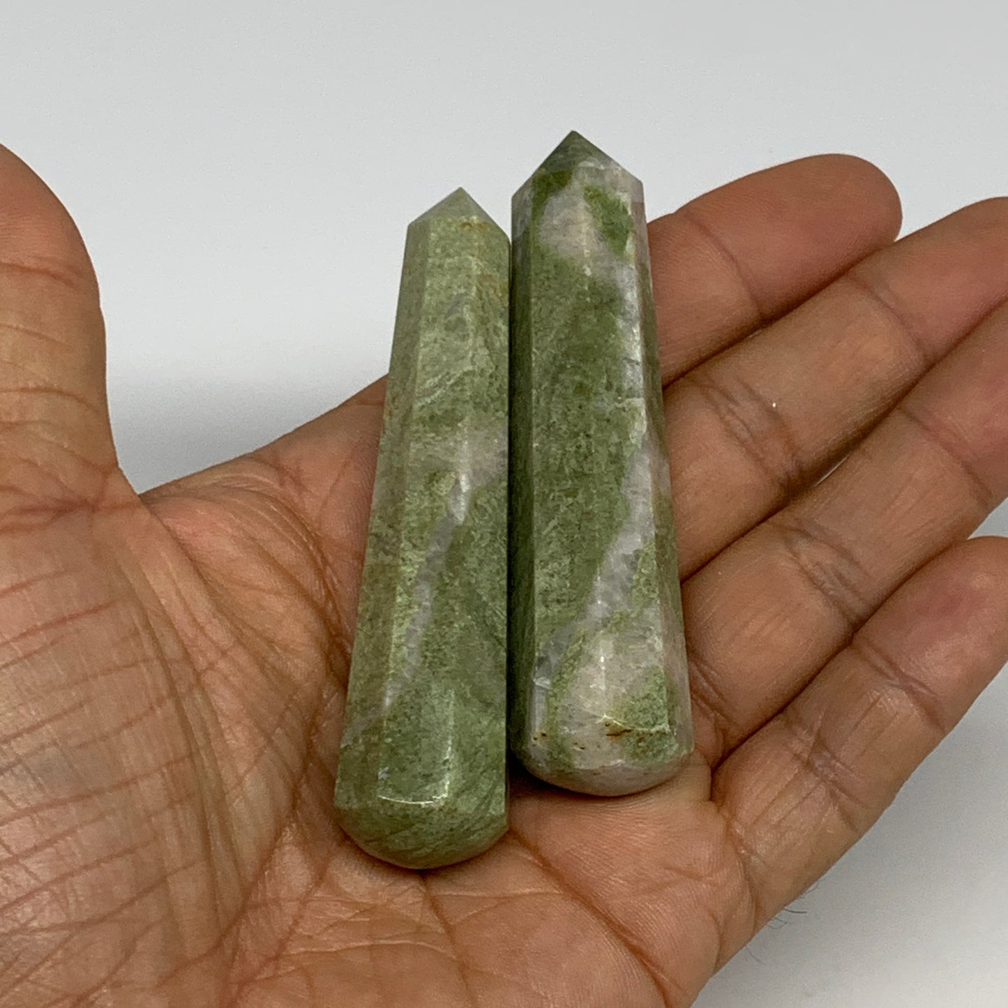 86.1g, 3", 2pcs,  Natural Vasonite Wand Point Crystal @India, B29343