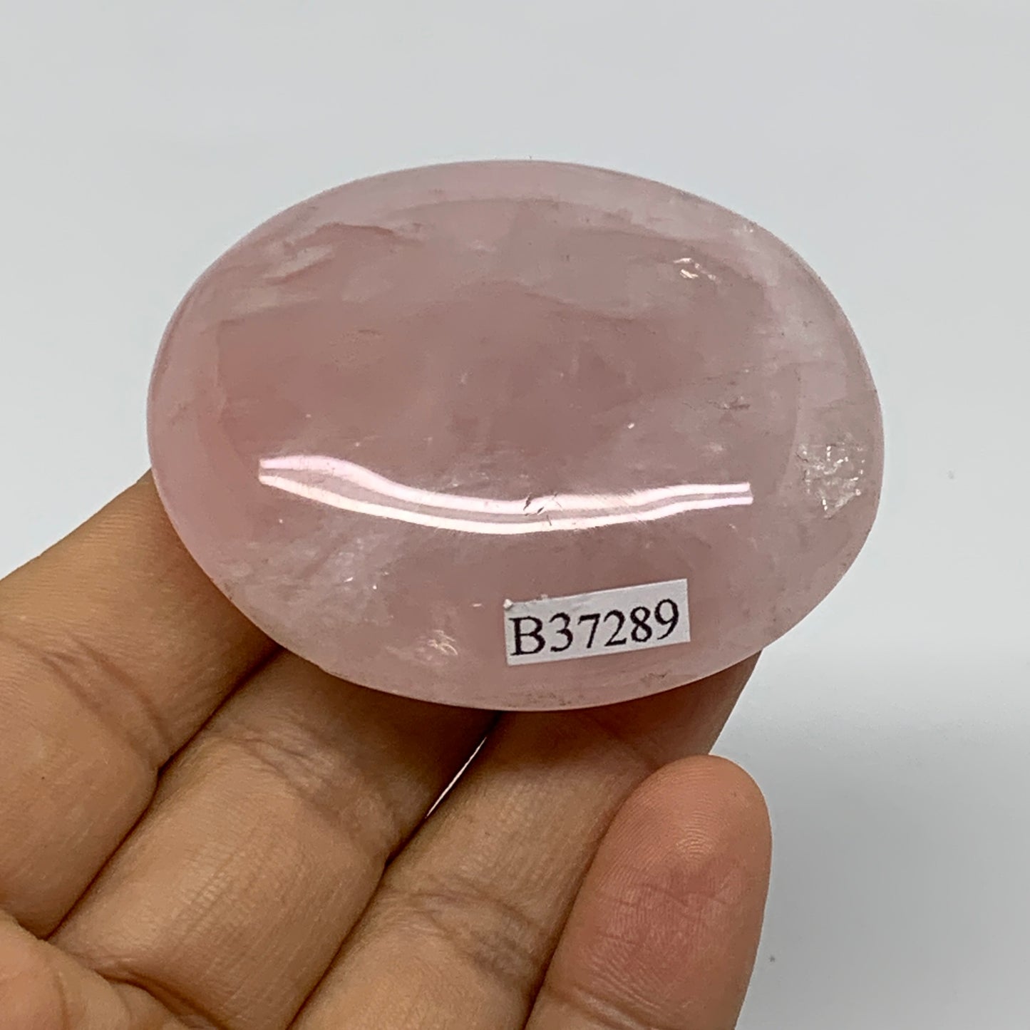 76.6g , 2.3"x1.8"x0.8", Natural Pink Rose Quartz Palm-stone Crystal, B37289