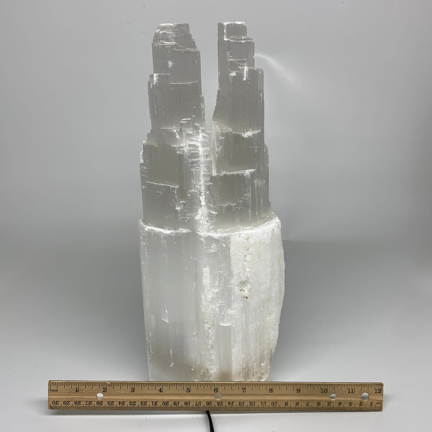 10.8 lbs, 13.7"x4.8"x3.4" Rough Selenite (Satin Spar) Lamp Tower W/Chord, B35763