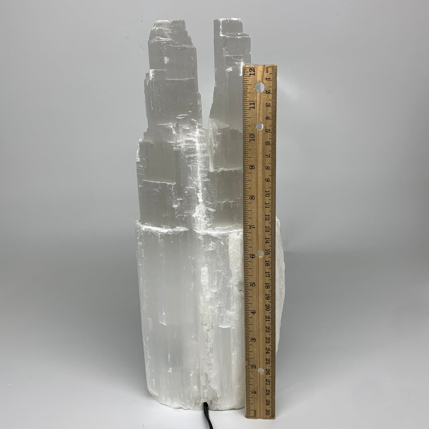 10.8 lbs, 13.7"x4.8"x3.4" Rough Selenite (Satin Spar) Lamp Tower W/Chord, B35763