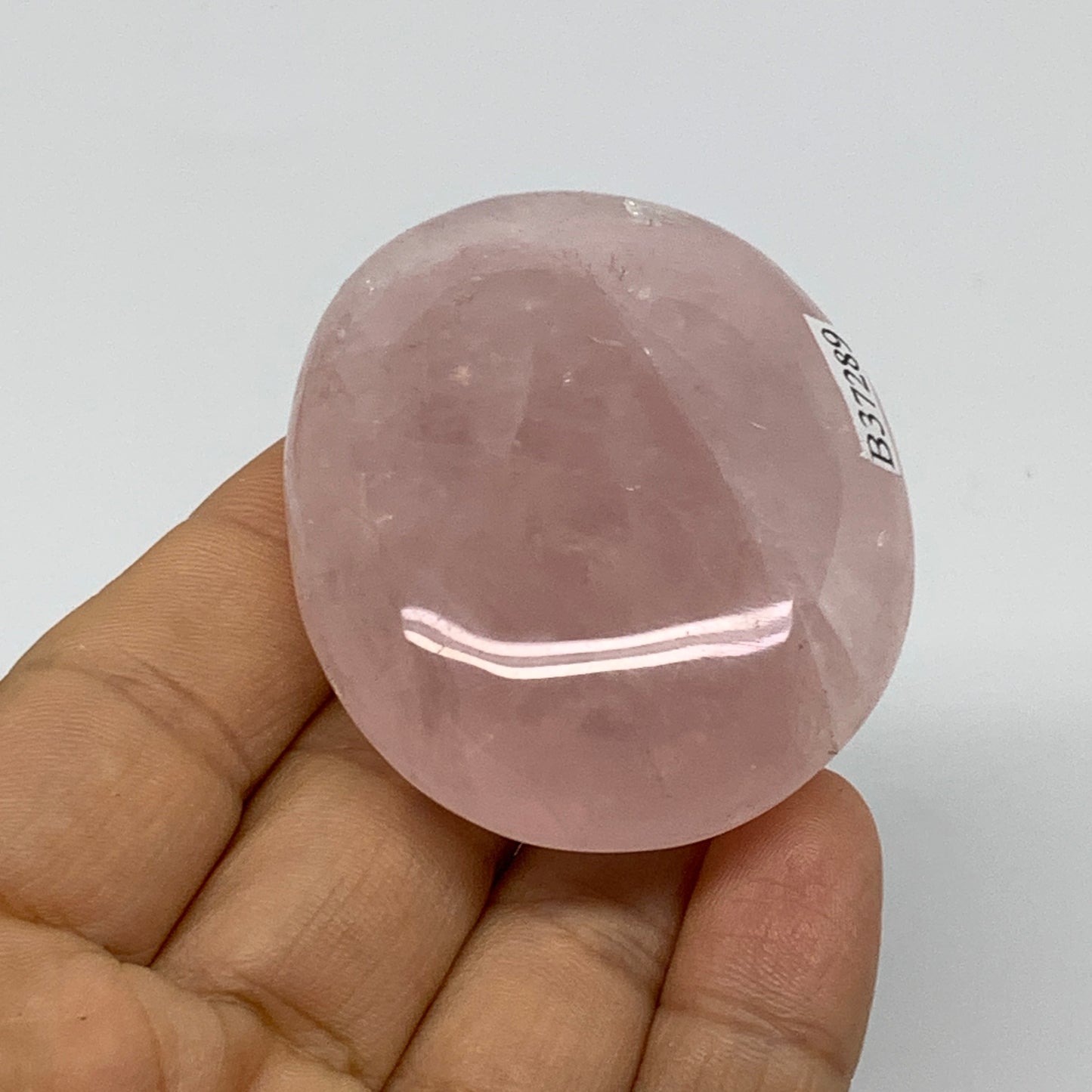 76.6g , 2.3"x1.8"x0.8", Natural Pink Rose Quartz Palm-stone Crystal, B37289
