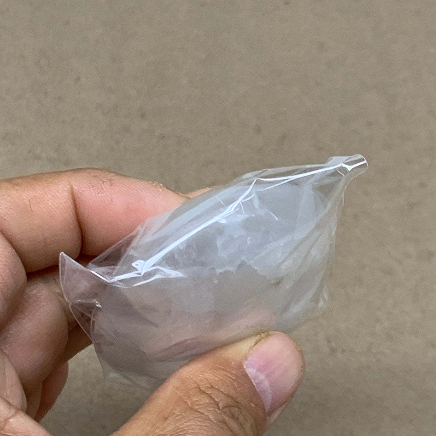 98g, 2.8"x2"x0.9", White Selenite Palmstone Crystal Pillow Reiki, B36380