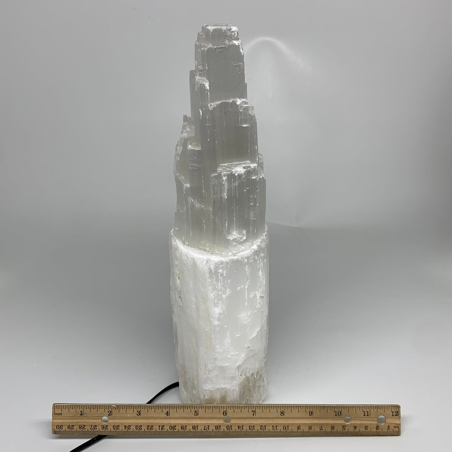 10.8 lbs, 13.7"x4.8"x3.4" Rough Selenite (Satin Spar) Lamp Tower W/Chord, B35763