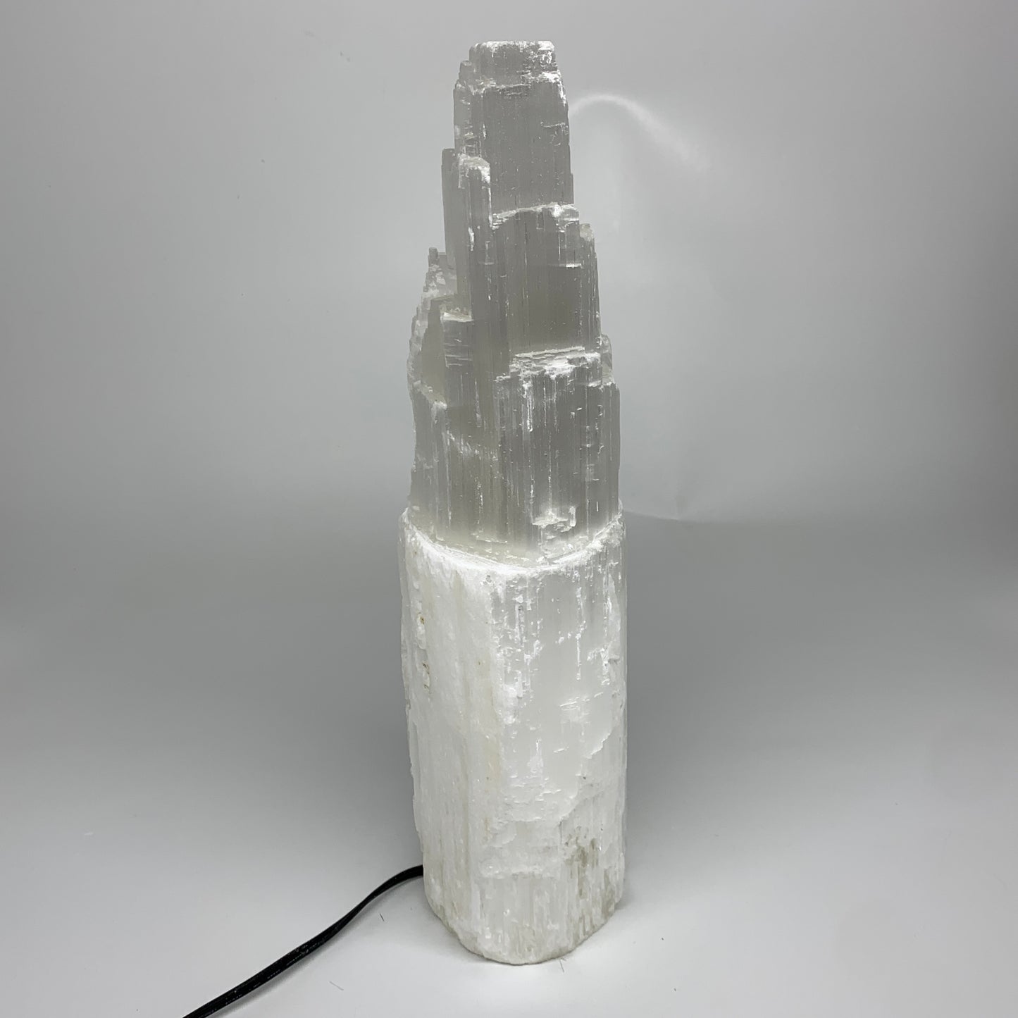 10.8 lbs, 13.7"x4.8"x3.4" Rough Selenite (Satin Spar) Lamp Tower W/Chord, B35763